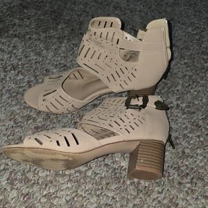 Stylish Beige Women's Heeled Sandals